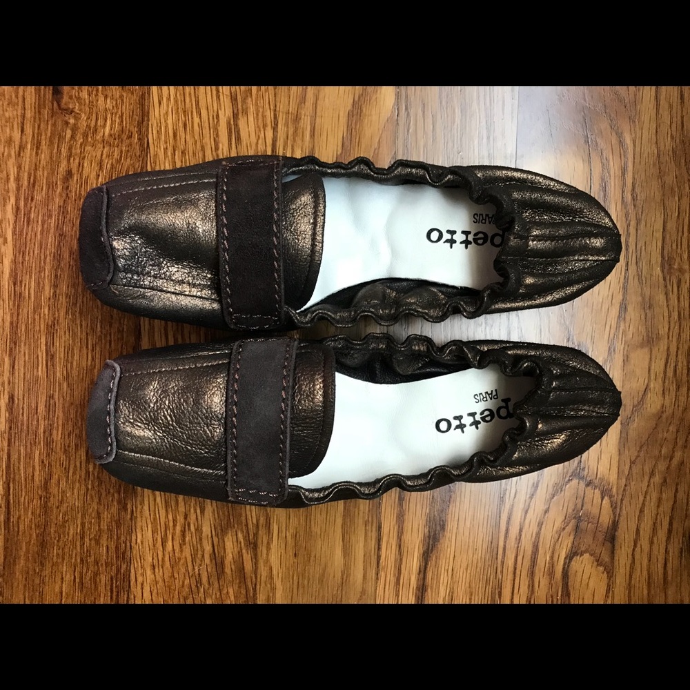 Repetto Bronze Loafer Flats